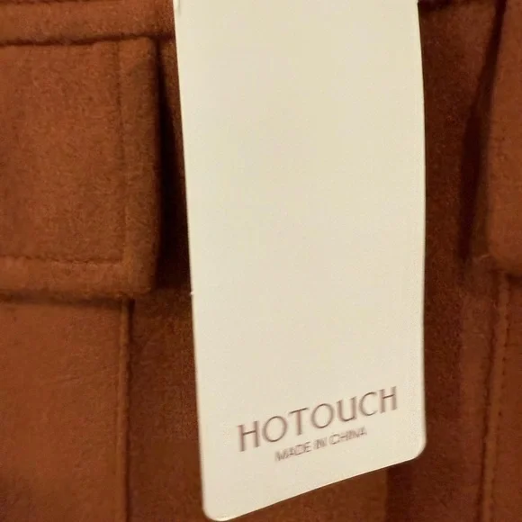 Hotouch Jacket Brushed Flannel Cropped Shacket Brown Size Small Western Boho NWT - Picture 6 of 10